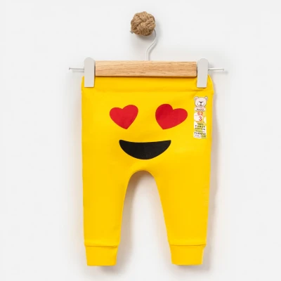 GÖZÜ KALPLİ EMOJİ BASKILI MANŞETLİ BEBE TEK ALT 734704