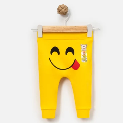 GÜLEN EMOJİ BASKILI MANŞETLİ BEBE TEK ALT 734705