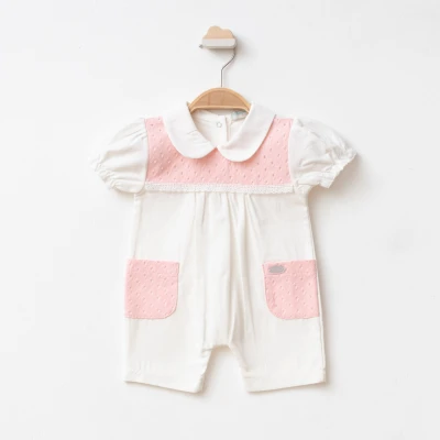 GÜPÜR CEPLİ YAKALI KIZ BEBE TULUM 7834