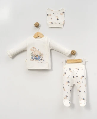 HAVUÇLU TAVŞANCIK PAMUKLU 3 LÜ BEBE TAKIM 9464