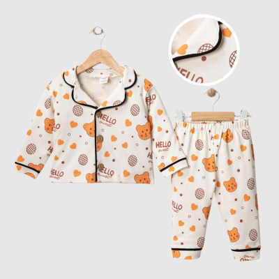 HELLO AYI BASKILI BEBE PİJAMA TAKIM 8241