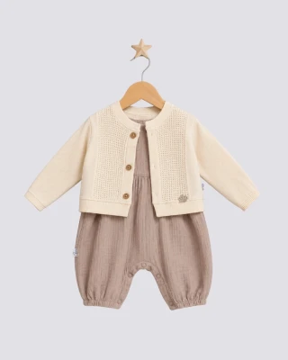 HIRKALI MÜSLİN 2 Lİ KIZ BEBE TULUM 8282