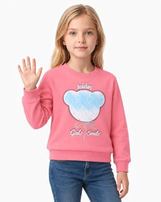 HOLİDAY GİRL SMİLE BASKILI 3 İP KIZ ÇOCUK SWEAT 772