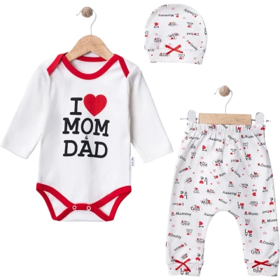 I MOM DAD BASKILI 3 LÜ BADİLİ BEBE TAKIM 1810