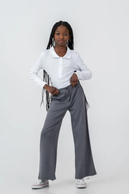 İNCİ DİZİMLİ MODAL KUMAŞ KIZ ÇOCUK PANTOLON 20391.2