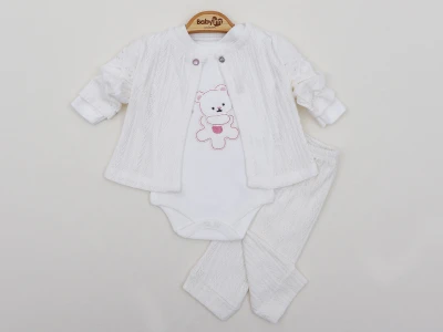 TRİKO ÖRGÜ AYICIKLI PAMUKLU 3 LÜ BEBE TAKIM 2357
