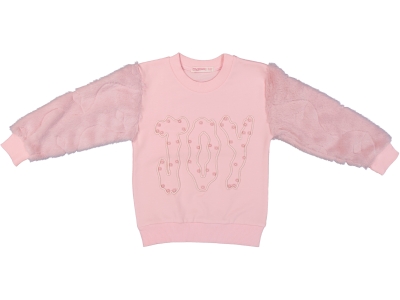JOY NAKIŞLI İNİC DETAYLI KOLU PELUŞLU 3 İP SWEAT 7624