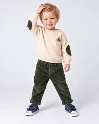 KADİFE PANTOLONLU 3 İP ERKEK BEBE TAKIM 57063