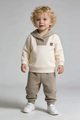 KADİFE YAKALI 3 İP ERKEK BEBE TAKIM  2670