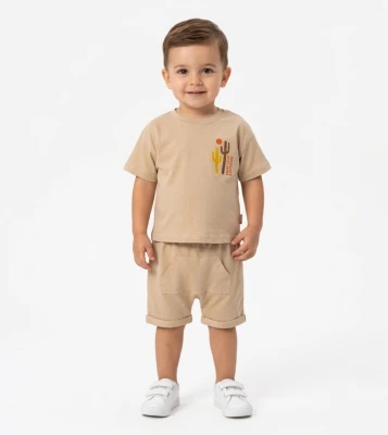 KAKTÜS BASKILI ERKEK BEBE İKİLİ TAKIM 3166
