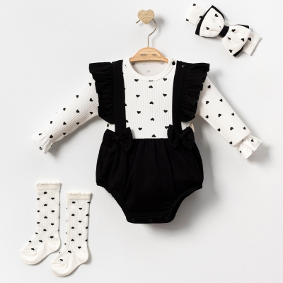 KALP BASKILI KIZ BEBE ÇORAPLI ROMPER 1068