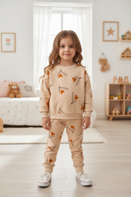 KALP BASKILI OMUZ BÜZGÜLÜ İKİLİ BEBE TAKIM 2927