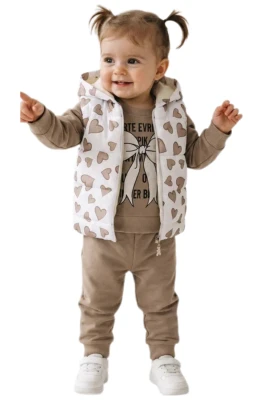 KALP DESENLİ 2 İP KIZ BEBE TAKIM  0303