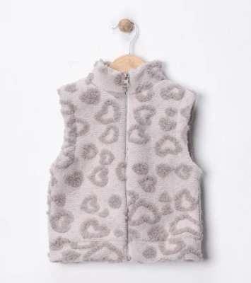KALP DESENLİ PELUŞ KIZ BEBE YELEK  57664