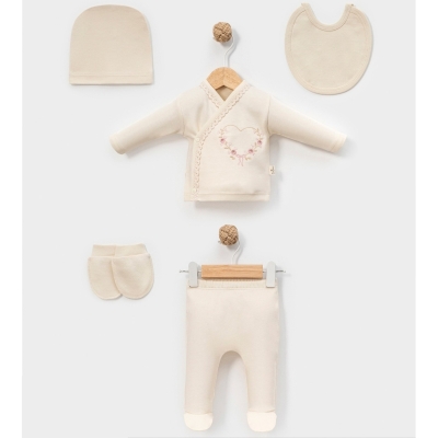 KALP NAKIŞLI KIZ BEBE 5 Lİ ZIBIN SET 2105