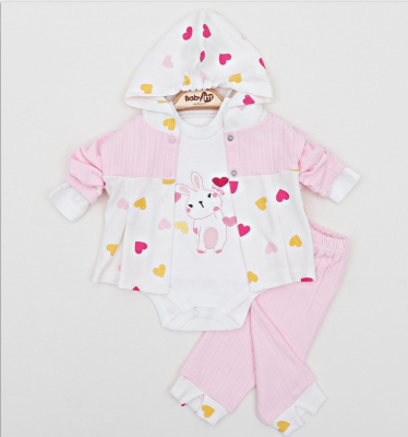 KALPLİ 3 LÜ KAPŞONLU PENYE BEBE TAKIM 2260