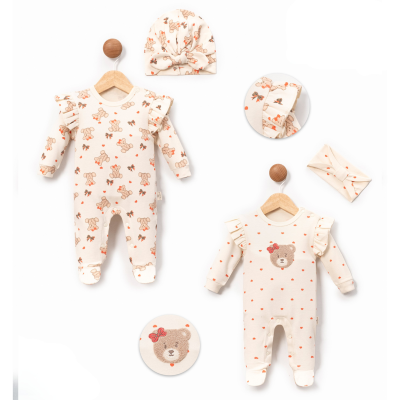 KALPLİ AYICIK BASKILI 2 Lİ BEBE TULUM 1088