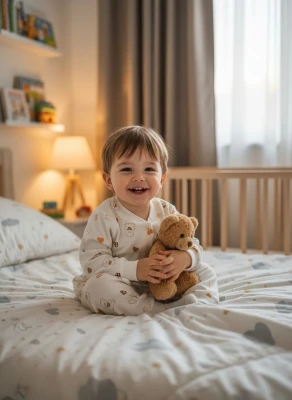 KALPLİ AYICIK BASKILI ERKEK BEBE PİJAMA TAKIM 8110