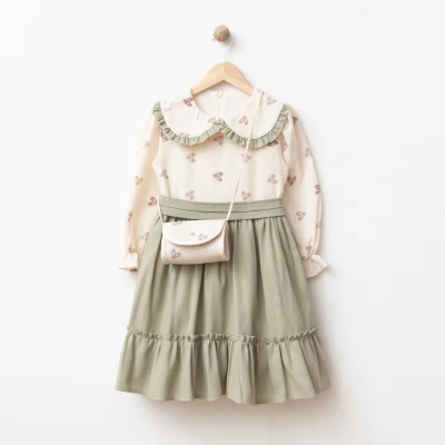  KALPLİ BEBE YAKA KIZ ÇOCUK ELBİSE 6108