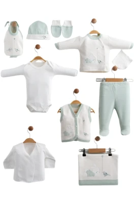 KALPLİ KUŞ NAKIŞLI 10 LU BEBE ZIBIN SET 6668