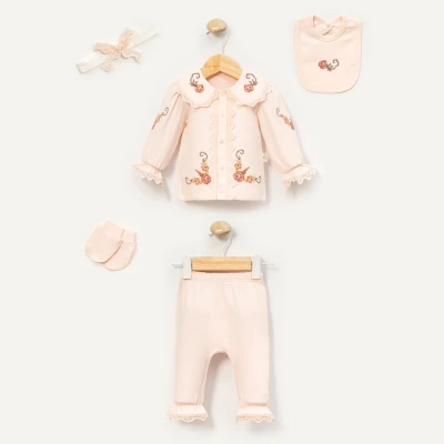 KANAVİÇE NAKIŞLI PAMUKLU 5 Lİ ZIBIN SET 2140