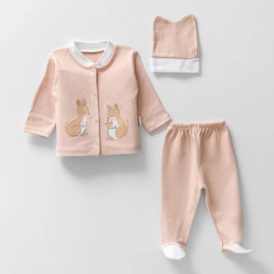 KANGURU BASKILI 3 LÜ UNISEX PENYE BEBE TAKIM 3261