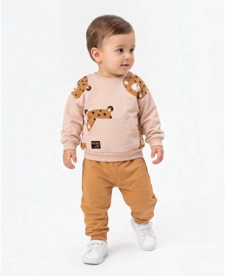 KAPLANLI KANGURU CEPLİ 2 İP ERKEK BEBE TAKIM V3221