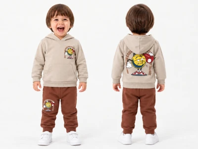 KAPÜŞONLU KANGURU CEPLİ 3 İP ERKEK BEBE TAKIM 26912