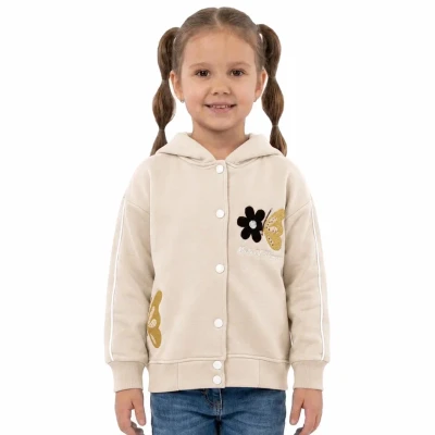 KAPÜŞONLU KELEBEKLİ 3 İP KIZ ÇOCUK HIRKA R26682