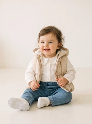 KAPÜŞONLU YELEKLİ 3 LÜ KIZ BEBE TAKIM 5273