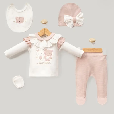 KARDEŞ AYICIK NAKIŞLI 5 Lİ BEBE ZIBIN SET 2097