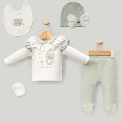 KARDEŞ AYICIK NAKIŞLI 5 Lİ BEBE ZIBIN SET 2097