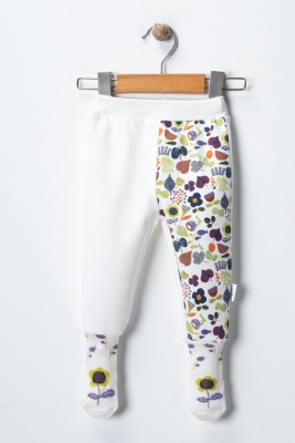 KARIŞIK ÇİÇEK BASKILI ÇORAPLI BEBE PANTOLON 053
