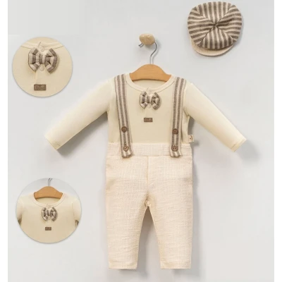 KASKETLİ ERKEK BEBE 3'LÜ TAKIM 4061