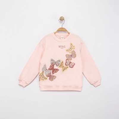 KELEBEK APLİKELİ 2 İP KIZ ÇOCUK SWEAT 0320-3