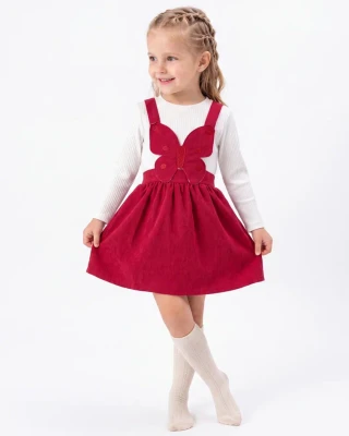 KELEBEK APLİKELİ KIZ BEBE ELBİSE  3281