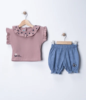 KELEBEK DECO NAKIŞLI KIZ BEBE TAKIM 27316