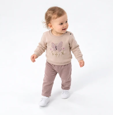 KELEBEK NAKIŞLI 3 İP KIZ BEBE TAKIM 57492