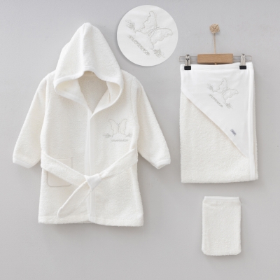 KELEBEK NAKIŞLI BEBE BORNOZ SET 202