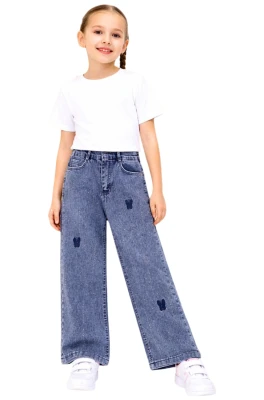 KELEBEK TAŞ İŞLEMELİ KIZ ÇOCUK KOT PANTALON 1306