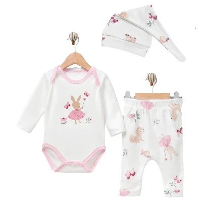 KELEBEKLİ TAVŞANCIK PAMUKLU BADİLİ 3 LÜ BEBE TAKIM 516