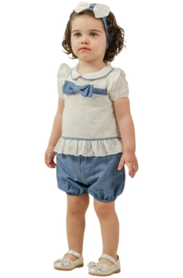 KIL BİYELİ ŞORTLU KIZ BEBE TAKIM 13621