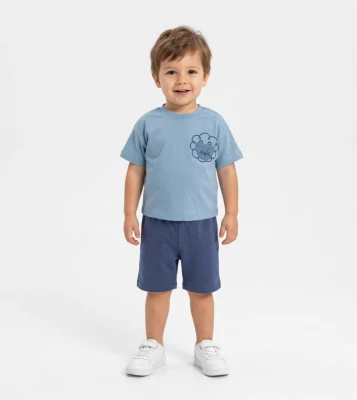 KİLİT BASKILI ERKEK BEBE İKİLİ TAKIM 3168