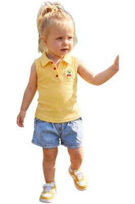 KİRAZ APLİKELİ ŞORTLU KIZ BEBE TAKIM 26483