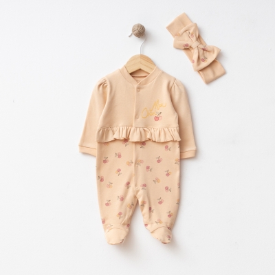 KİRAZ BASKILI PENYE BEBE TULUM 1078
