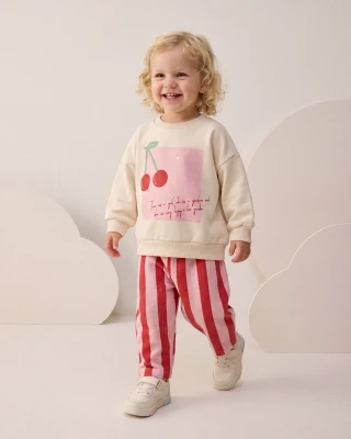 KİRAZ ÇİZGİLİ KIZ BEBE TAKIM 26213