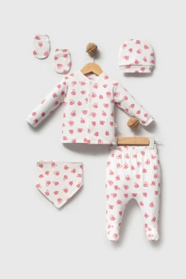 KIRMIZI KALP BASKILI 5 Lİ BEBE ZIBIN SET 88
