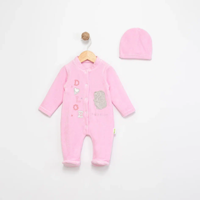 KİRPİ NAKIŞLI KADİFE BEBE TULUM 1258