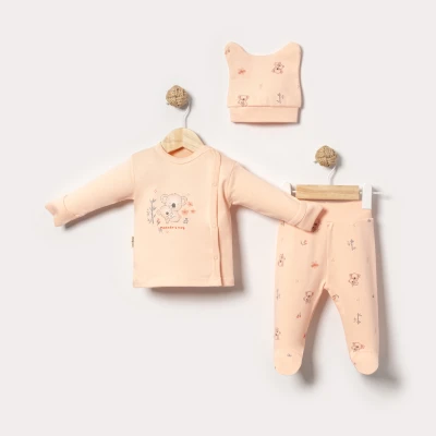 KOALA BASKILI PAMUKLU 3 LÜ KIZ BEBE TAKIM 9476