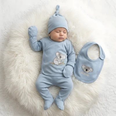 KOALA NAKIŞLI ERKEK BEBE 5'Lİ ZIBIN SETİ 5004